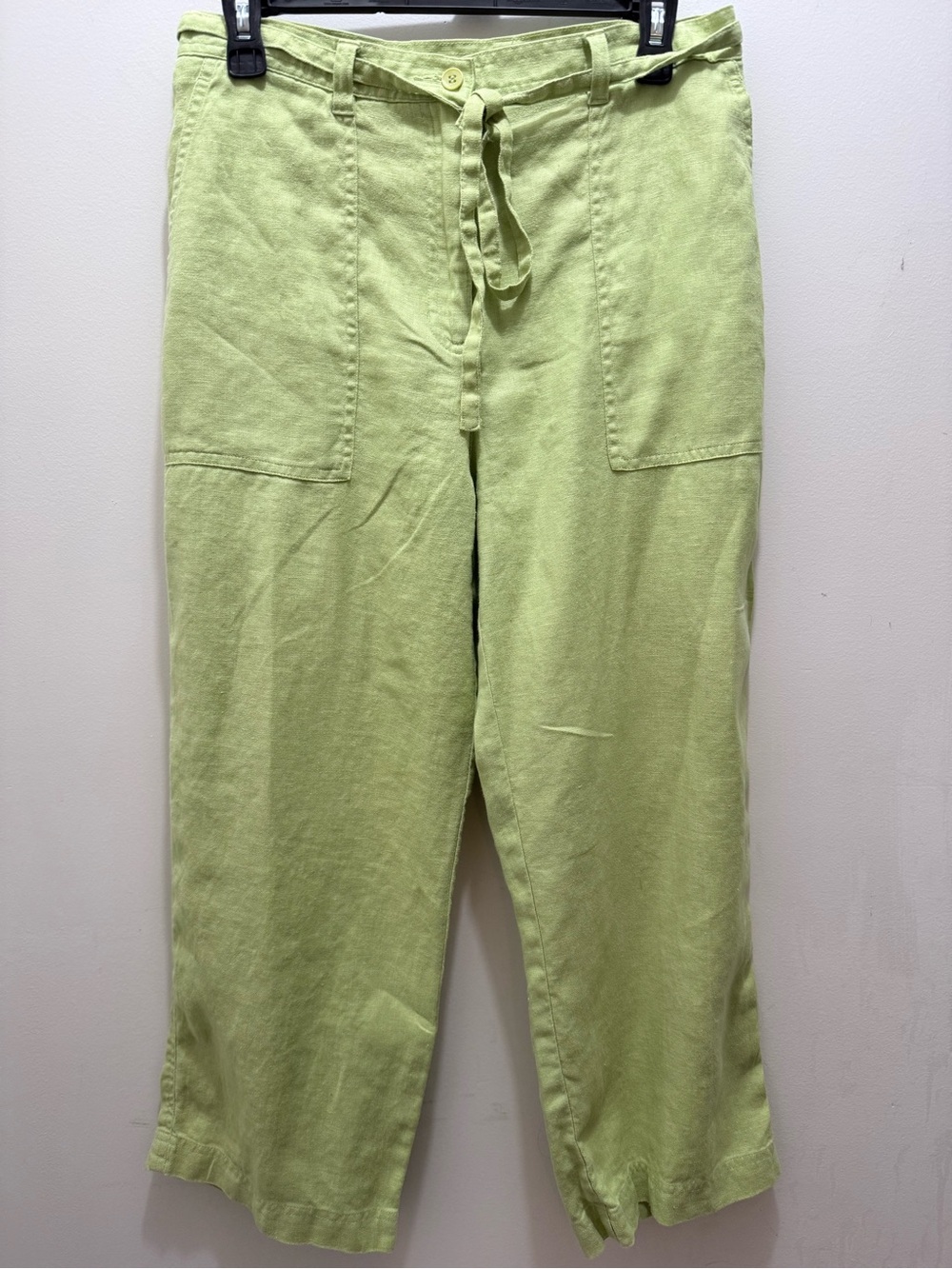 Jones New York Light Green Drawstring Linen-Blend Chinos